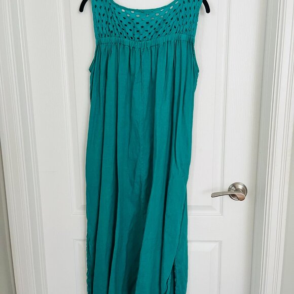 Allegra Masetti Firenze Sleeveless 100% Linen Dress with Eyelet Detail - Picture 8 of 13